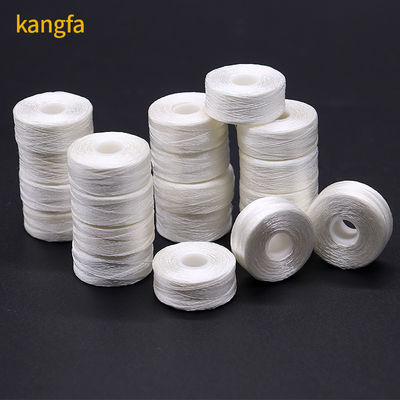 Kangfa 100% полиэстер белый 75d/2 144 шт/коробка L размер полиэстер предварительно закрученный бобин нить для вышивки