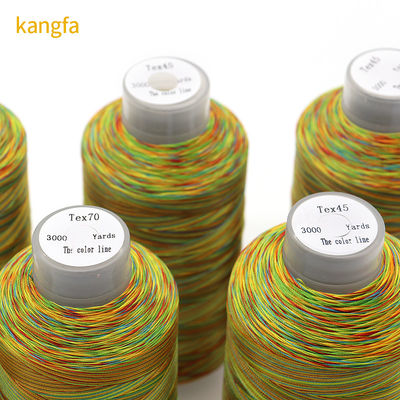 Экологически чистый Kangfa Tex70 швейная нить 100% полиэстерная радужная пряжа 120D-1680D